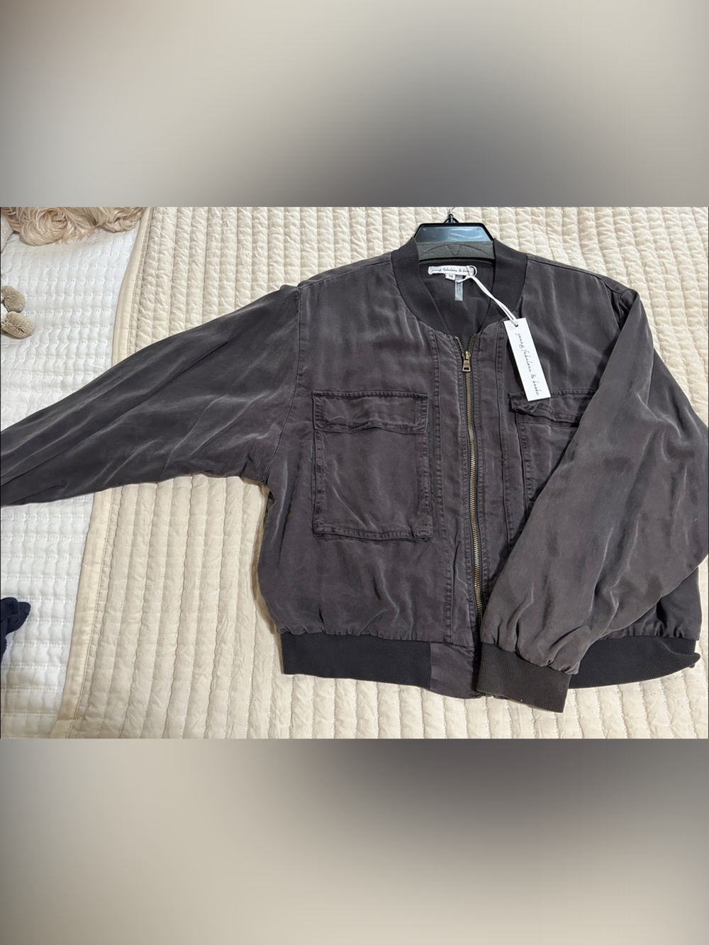 NWT Young Fabulous & Broke Slate Blue Bomber Jacket